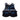 Black and blue utility vest with multiple pockets on a white background
