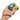 Hand holding a yellow and black digital device with a screen on a white background