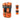 High visibility orange safety vest with multiple pockets and reflective stripes on a white background.