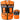 Orange safety vest with multiple pockets and reflective stripes on a white background