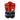 Red safety vest with reflective stripes on a white background