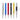 Set of six colored tools with metallic tips on a white background