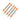 Set of six metal tools with orange handles on a white background