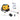 Yellow tape measure with red laser line, screwdriver, battery pack, and batteries on a white background