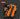 Orange contour gauge with black measurements on a dark background