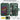 Labeled layout of a green precision screwdriver set with accessories, including a handle, tweezers, utility knife, flexible extension shaft, and various screwdriver bits.