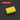 A bright yellow rectangular sponge block shown on a dark gray background with subtle concentric circular lines. A red label at the top reads 'SQUARE 2.