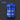 Blue safety vest with reflective stripes on a dark background