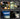 Product usage scenarios for camping, car, fishing, and hiking on a dark background.