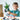 A smiling young boy wearing a green plaid shirt uses a cordless power drill on a wooden project, surrounded by various hand tools and fasteners. The background features moving boxes and a houseplant, suggesting a home improvement or DIY learning activity
