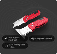 2-in-1 Folding Utility Knife & Scraper – Rotating Blade for Glue & Paint Removal