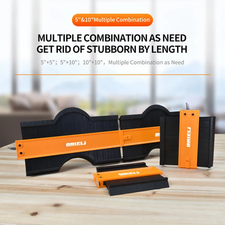 Multiple combination tool with orange and black design on a wooden table