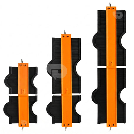Set of orange and black tools with on a white background