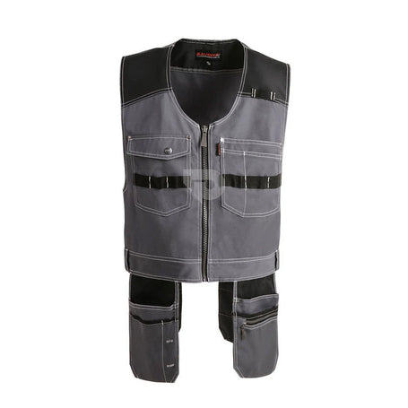 Men’s outdoor work vest with multiple tool pockets for construction and DIY work on a white background
