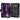 Open tool kit with purple screwdrivers and black components on a white background.