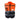 Orange and black design safety vest with reflective stripes on a white background