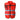 Red safety vest with reflective stripes on a white background