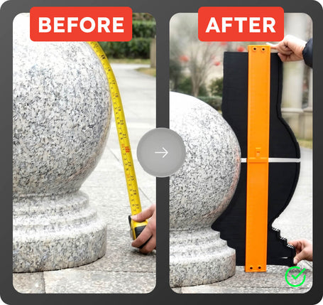 before and after managing marble with contour gauge