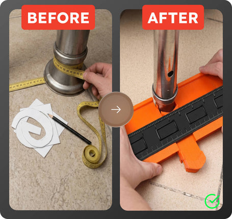 before and after measuring circle tubes