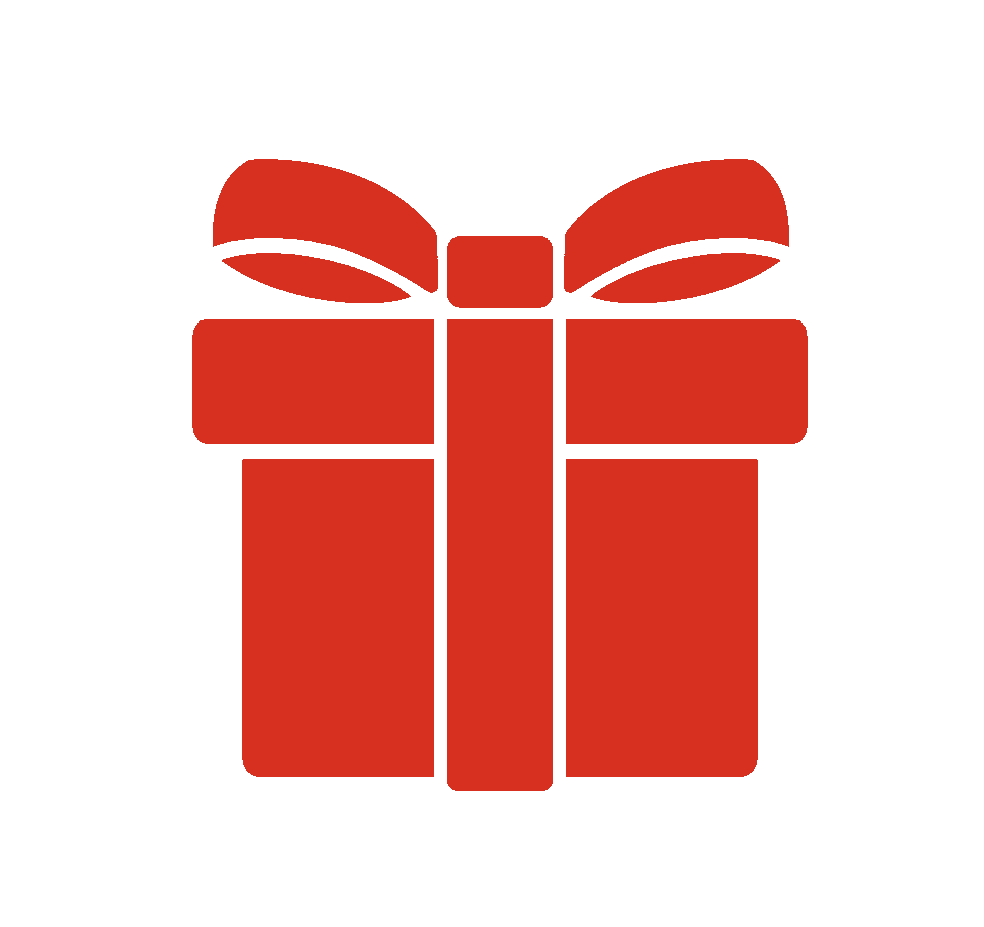 Red gift box with a bow on a black background