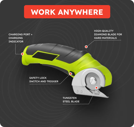 Close-up of Cordless Electric Scissors with advantages