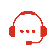 Red headset icon on a black background