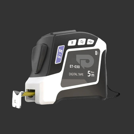 Digital tape measure 2-in-1 with on a dark grey  background