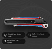 18mm Heavy-Duty Utility Knife — Retractable Blade for Precision Cutting