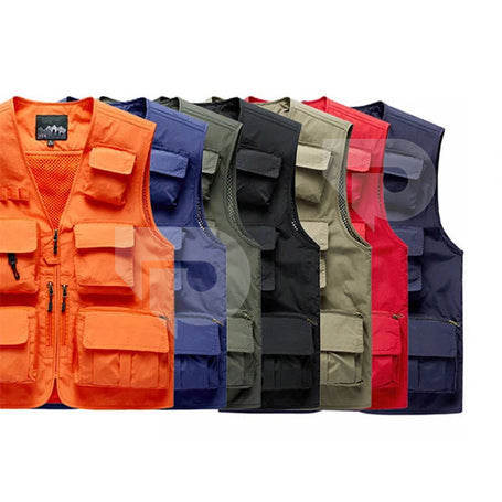 Collection of Hi Vis Reflective Safety Vests in various colors on a white background.