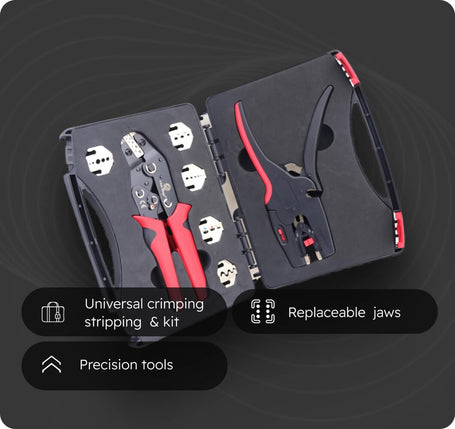 Industrial SN Crimping Tool Kit with Modular Dies & Wire Stripper