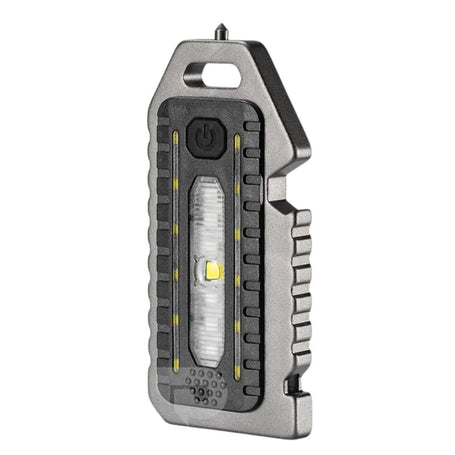 Mini keychain COB flashlight on a white background.