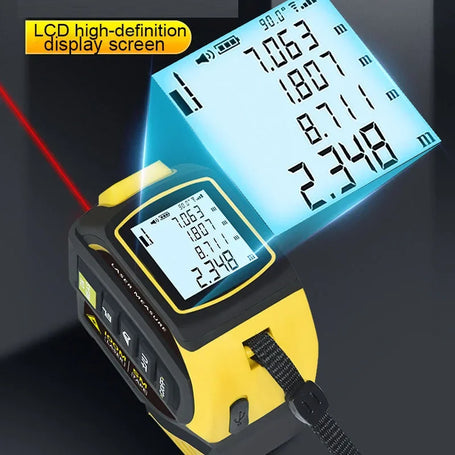 4-in-1 laser tape measure with high-definition LCD display, Bluetooth digital distance meter for construction and DIY measuring