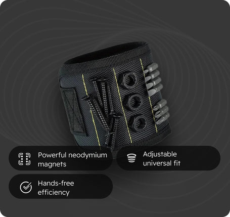 Black magnetic wristband with tools on a dark background