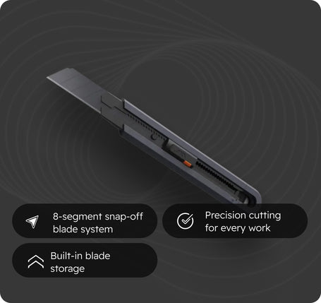 Knife with features highlighted on a dark background
