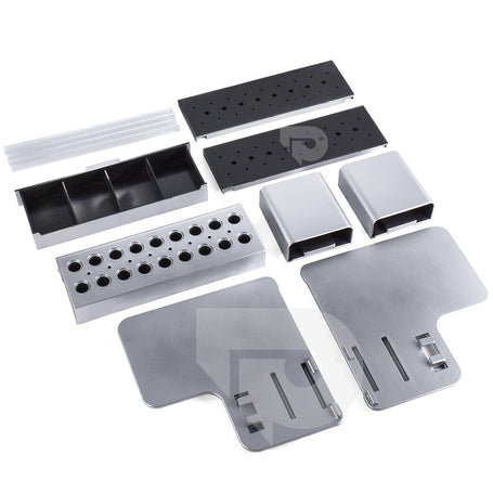 A package of metal components on a white background.
