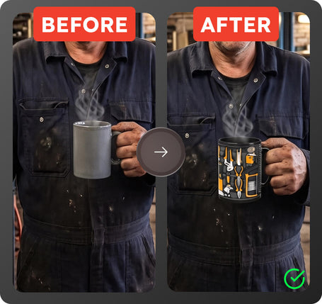 Before and after having a creative mug
